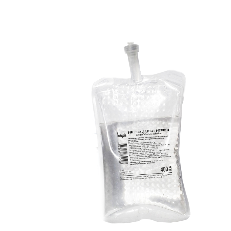 РІНГЕРА ЛАКТАТ РОЗЧИН розчин для інфузій по 400 мл у пакетах